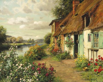 Cottage Oil Painting - The Blue Cottage Louis Aston Knight